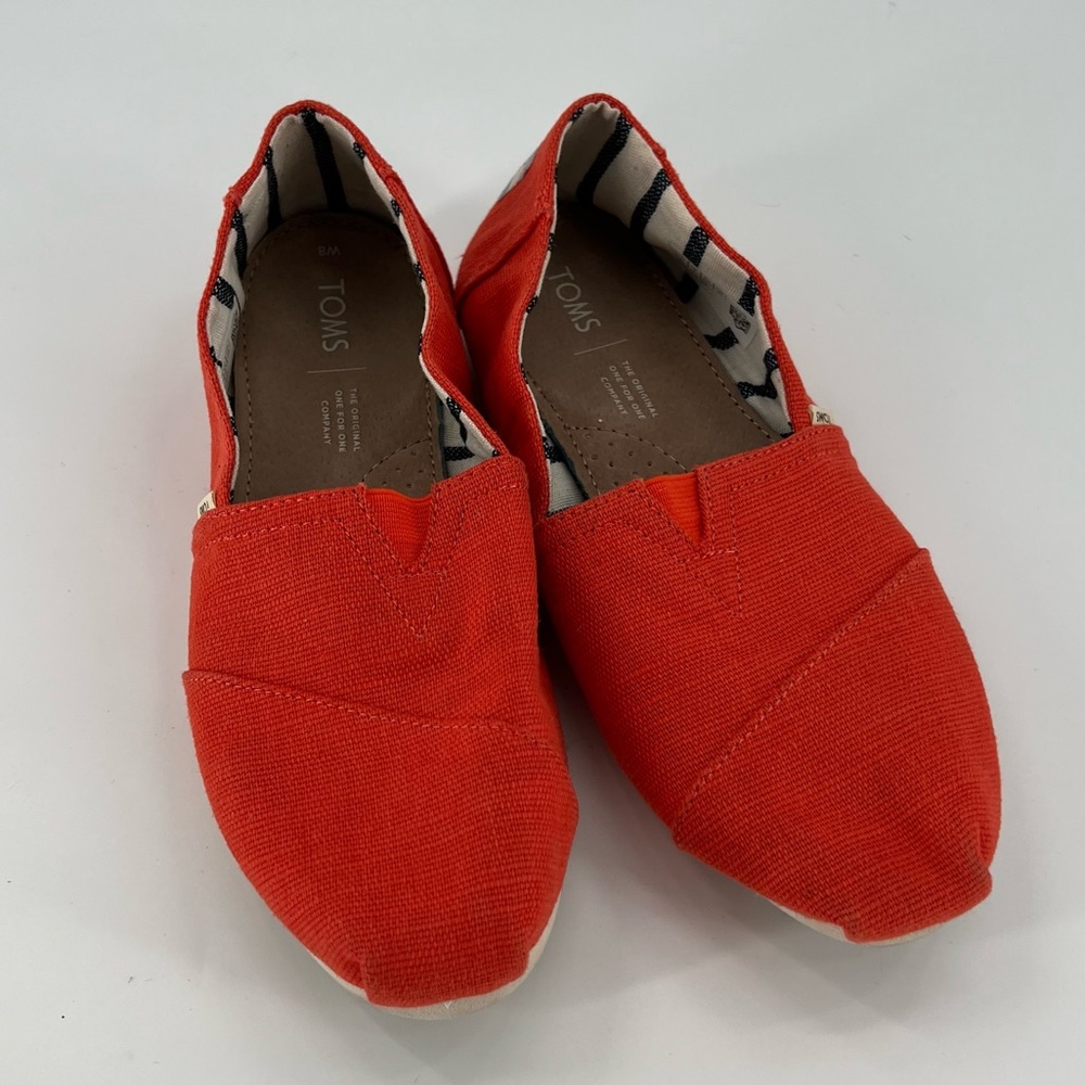 TOMS Women's Espadrille Classic Alpargata Red Clay Heritage Canvas Size 8